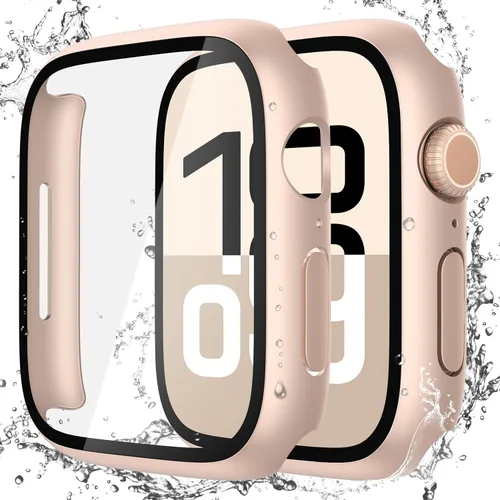 Vista 28 de Misxi Paquete de 2 fundas impermeables con botón diseñadas para Apple Watch Series 3 Series 2 de 38mm, funda rígida de policarbonato anticaídas