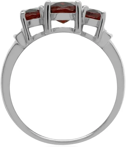 Vista 3 de Silvershake Anillo de plata de ley 925 chapada en oro blanco con piedra natal de forma ovalada auténtica de 3 piedras