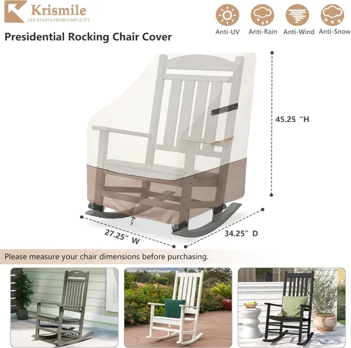 Vista 2 de Funda para silla mecedora para exteriores, resistente 600D, funda de invierno para silla de patio de 27 pulgadas de ancho x 34 pulgadas