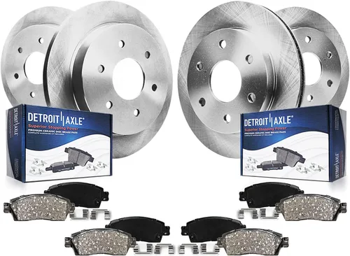 Vista 20 de Detroit Axle - Kit de frenos para Nissan Rogue 2014-2019, 2015 2016 2017 2018 Rotores de freno de disco de cerámica Reemplazo de pastillas de freno