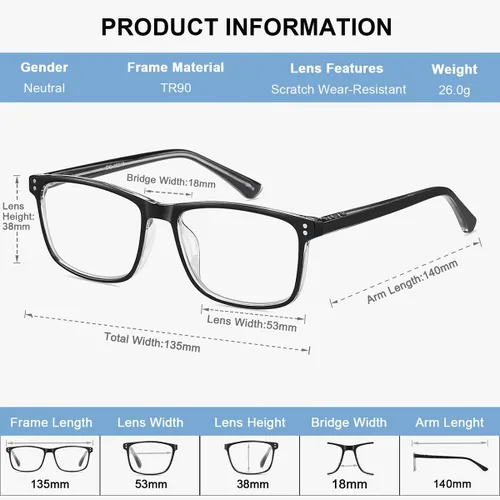 Vista 3 de EYECEDAR Paquete de 5 lentes de lectura TR90 para hombre, marco flexible, bisagras de resorte de metal, lectores para hombres y mujeres, 1.0