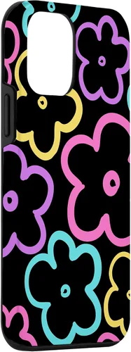Vista 3 de Funda para iPhone 12 Mini con diseño de flores silvestres retro colorido negro floral