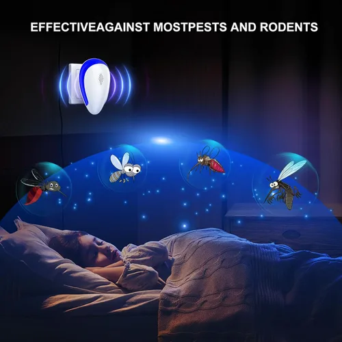 Vista 4 de Repelente ultrasónico de plagas mejorado 2024, paquete de 6 unidades, repelente ultrasónico para interiores para insectos para cucarachas, roedores