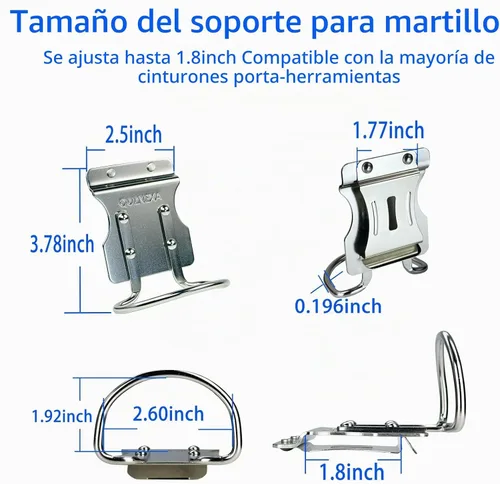 Vista 5 de Soporte para martillo, funda de taladro, funda de martillo de acero inoxidable, soporte de martillo para cinturón de herramientas