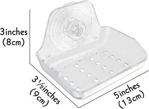 Vista 2 de Jabonera autoadhesiva para montar en la pared, protector de jabón de plástico, soporte de esponja para pared de ducha, baño, cocina (transparente A))