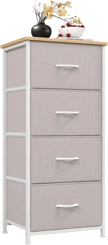 Vista 11 de Somdot - Cómoda para dormitorio con 3 cajones, organizador de almacenamiento con cajones de tela con contenedores de tela removibles para armario
