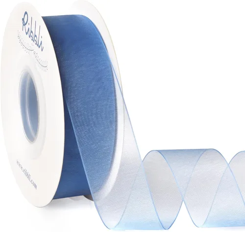 Vista 25 de Ribbli Cinta de organza azul aguamarina, 1 pulgada x 50 yardas, cinta transparente azul para envolver regalos, envoltura de galletas, decoración