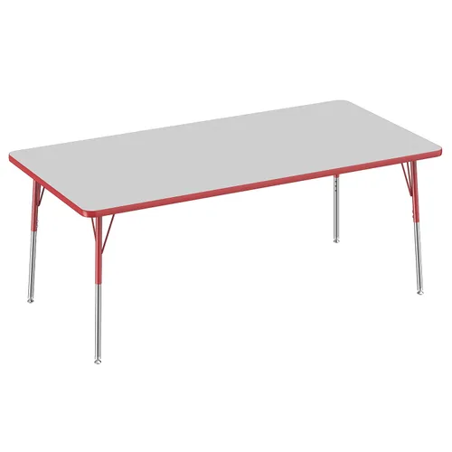 Vista 121 de FDP - Mesa rectangular para actividades escolares y de oficina (24 x 36 pulgadas), patas estándar con deslizadores giratorios, altura ajustable
