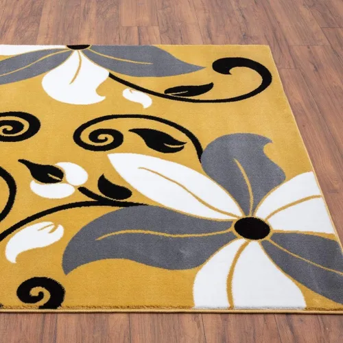 Vista 7 de LUXE WEAVERS 9242 Victoria - Alfombra moderna floral amarilla de 5 x 7