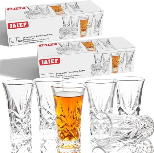 Vista 5 de JAIEF Vasos de tequila con base pesada, vasos cordiales de vidrio de chupito, 2 oz (3)