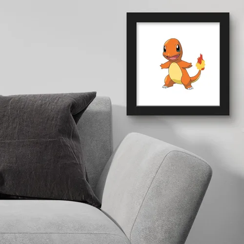 Vista 4 de Trends International Gallery Pops Pokemon - Arte de pared Charmander, versión enmarcada negra, 12 x 12 pulgadas