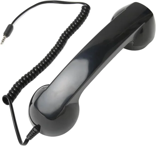 Vista 6 de Teléfono retro auricular, receptor de teléfono celular de mano operación a prueba de radiación para computadoras (negro)