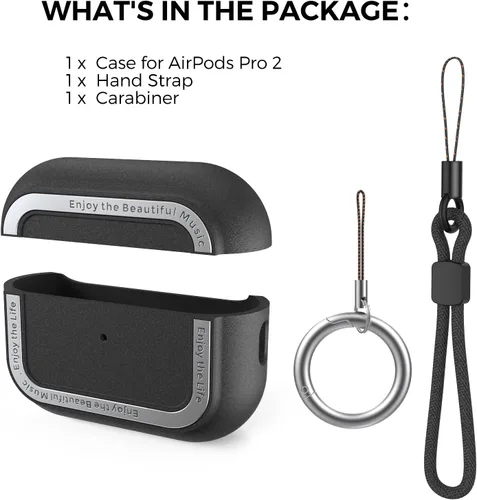 Vista 7 de TRONWIN Funda protectora de TPU Airpods Pro 2 con correa de mano y mosquetón para Airpods Pro 2 [LED frontal visible]