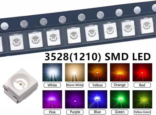 Vista 4 de 100 unids 3528 (1210) UV púrpura SMD LED diodo luces chips (ultravioleta 395nm 0.138 in x 0.110 in DC 3V 20mA) iluminación bombillas lámparas