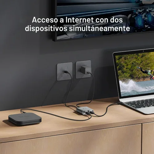 Vista 4 de TP-Link Divisor Ethernet 1 a 2, 1000 Mbps de alta velocidad de doble puerto divisor de Internet, compatible con Cat8/7/6/5e/5, cables USB-C