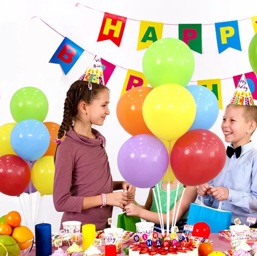 Vista 4 de Kit de 4 soportes para globos para mesa con base, centros de mesa, soporte para globos de arcoíris, decoraciones para fiesta de cumpleaños