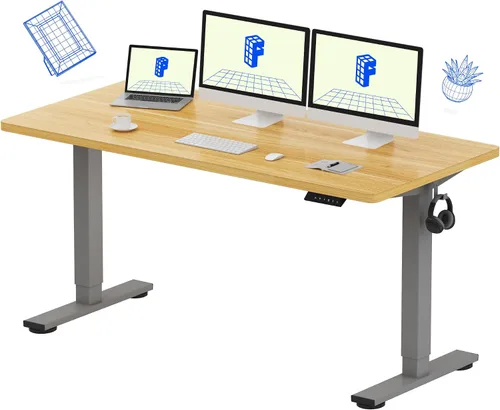 Vista 42 de FLEXISPOT Escritorio de Pie de Altura Ajustable Eléctrico, Marco de Escritorio de Pie de Acero Resistente con Controlador de Memoria