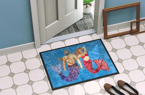 Vista 4 de Caroline's Treasures 8801MAT - Felpudo de sirena y merman de 18 x 27 pulgadas, para interiores y exteriores, para entrada, antideslizante, lavable