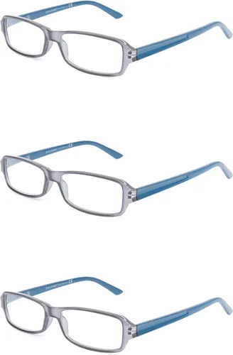 Vista 7 de Paquete de 3 lentes de lectura unisex con marco de plástico rectangular para hombres y mujeres