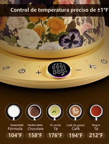 Vista 5 de Olumaramio Hervidor eléctrico de cuello de cisne de 0.8L, control de Floral