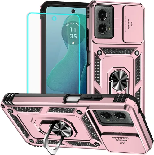 Vista 24 de Funda para Moto G 5G 2022 con protector de pantalla: resistente, soporte giratorio de grado militar 360, funda protectora a prueba de golpes