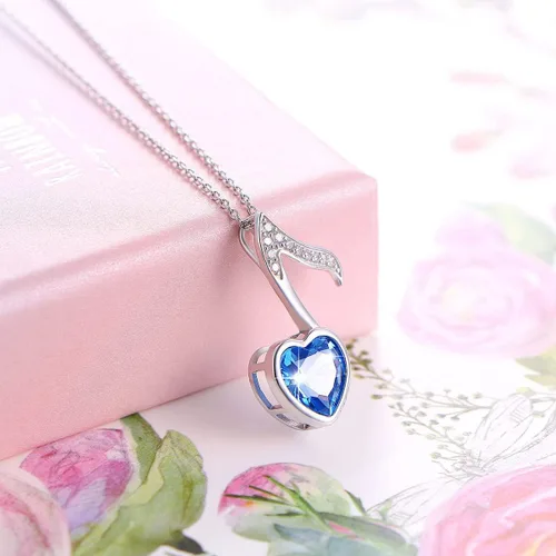 Vista 4 de (Dije para collar de nota musical) De plata de ley 925 para mujeres y niñas, 18.0in