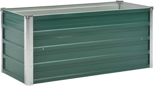 Vista 2 de Jardín elevado de acero galvanizado de 39.4 x 15.7 x 17.7 pulgadas, verde, cama de jardín elevada, macetas al aire libre para jardín de hierbas