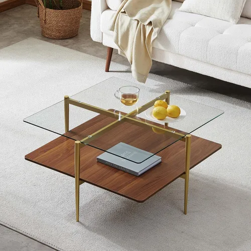 Vista 24 de LumFurn Mesa auxiliar redonda de cristal, mesa de sofá de diseño moderno de mediados de siglo para sala de estar, 18 pulgadas de diámetro x 23