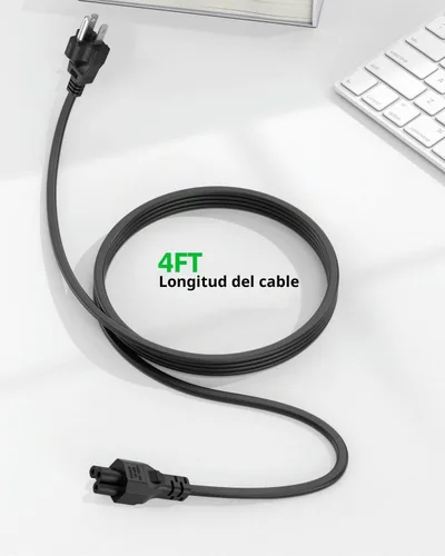 Vista 5 de Superer Cable de alimentación de CA C5 de 4 pies y 3 clavijas, cable