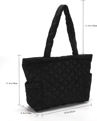 Vista 7 de JQWYGB Bolsa acolchada para mujer, bolsa acolchada de algodón, ligera, acolchada, de hombro