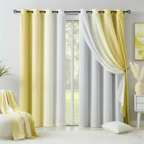 Vista 10 de Cortinas Completamente Opacas Azul Degradado de 63 pulgadas de Largo para Sala de Estar y Dormitorio, Cortinas con Aislamiento Térmico para Navidad