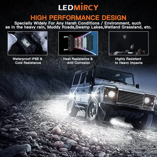 Vista 3 de LEDMIRCY Kit de luces de roca blanca pura con interruptor de arnés de cable, 12 luces LED de alta potencia para camiones, UTV, ATV, SUV