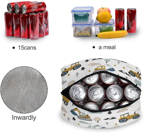 Vista 5 de Bolsa de almuerzo, organizador de pícnic de viaje, soporte para almuerzo, camión infantil, excavadora, bolsos, bolsa de almuerzo para oficina