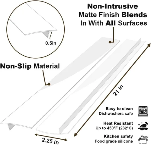 Vista 4 de Fundas de silicona para huecos para encimera de cocina, resistentes al calor, no pegajosas, sellos de relleno entre encimera, estufa, horno, Blanco