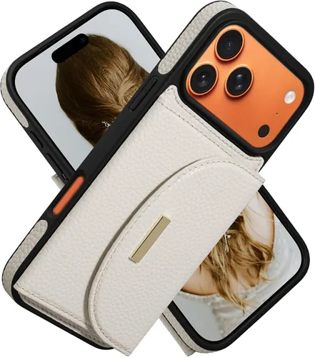 Vista 29 de Funda tipo cartera de Keallce para iPhone 14 Pro de 6.1 pulg., funda con tapa y ranuras para tarjetas, soporte con anillo, funda protectora de piel