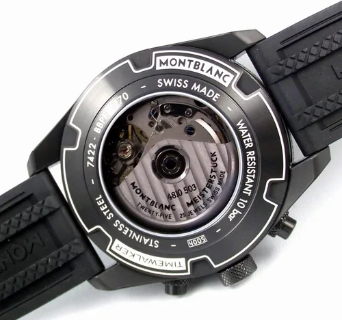 Vista 5 de Montblanc TimeWalker 116101 - Reloj cronógrafo de cuero para hombre, Negro, Cronógrafo