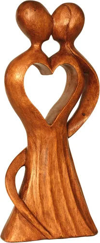 Vista 3 de G6 Collection Estatua de escultura abstracta de madera de 12 pulgadas hecha a mano – Love of My Life – Arte de regalo decorativo para decoración