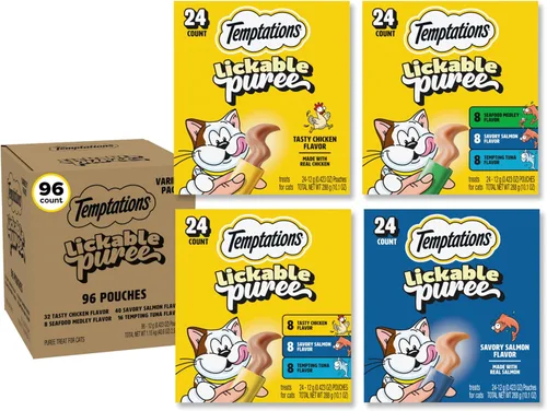 Vista 24 de Temptations - Golosinas cremosas para gatos, hígado de res, 4 unidades, paquete de 11