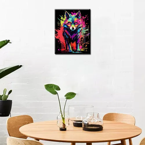 Vista 4 de Tucocoo Kit de pintura por números de lobo colorido, lienzo de 16 x 20 pulgadas, pintura al óleo digital para adultos con pinceles y pigmento Obras