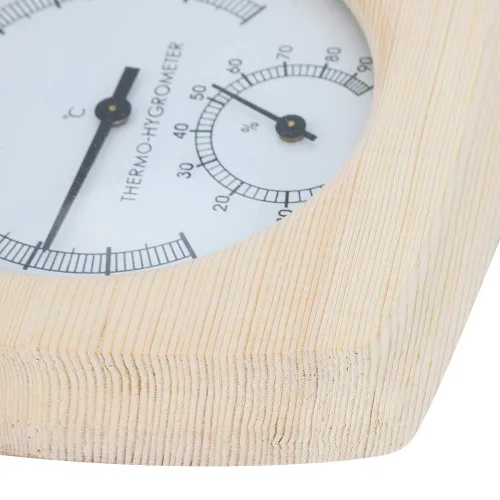 Vista 8 de Wood Hygrometer, Decorative Indoor Thermometer with Bold Black Pointer and Clear Dial, for Sauna Room Bathroom