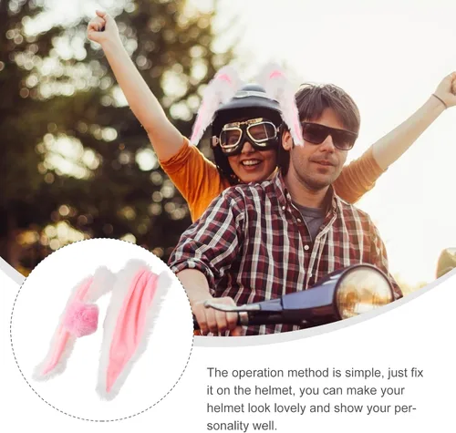 Vista 6 de FAVOMOTO 1 Set Helmet Rabbit Ears and Tail Decors Motorbike Helmet Decorative Accessories