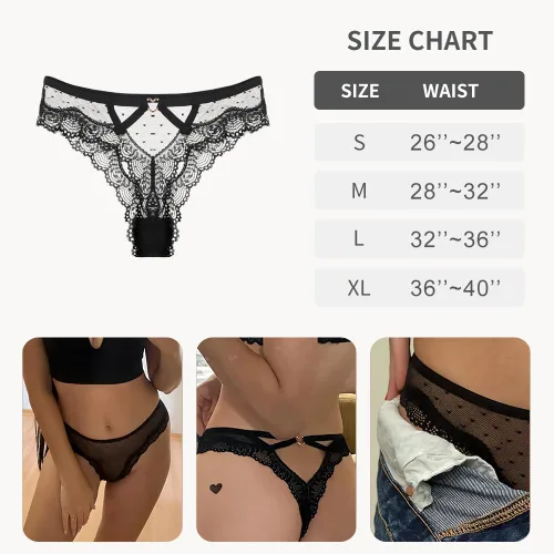 Vista 6 de Women's Lace Thongs T Back Sexy Lingerie Underwear Mesh Panties Bridal Floral Hollowed Tangas