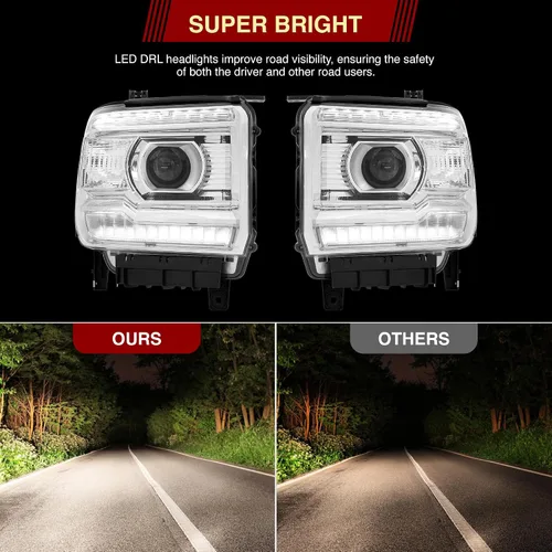 Vista 8 de AJP Distributors Par de faros delanteros LED DRL estilo OE con proyectores halógenos, lámparas de señal, carcasa de montaje de luces