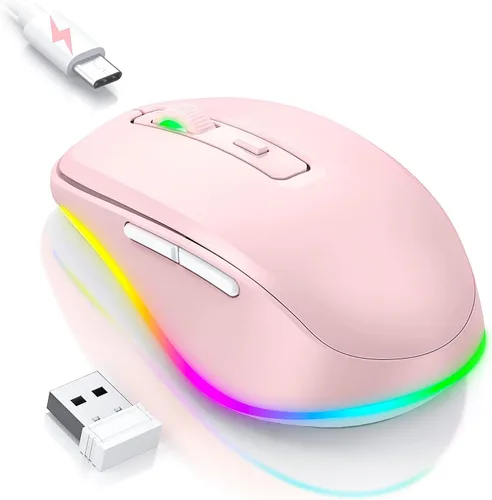 Vista 17 de PEIOUS Ratón Inalámbrico Jiggler – Ratones Inalámbricos LED con Jiggler Mover Integrado, Ratón Móvil Recargable para Computadora con Movimiento