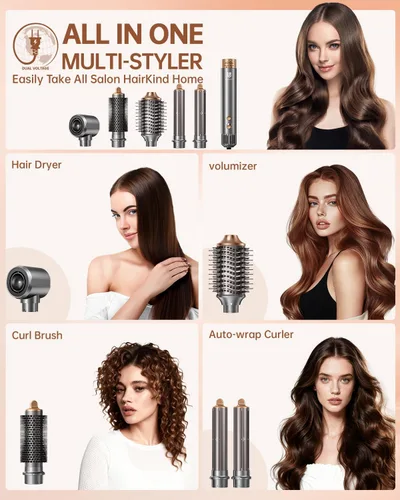 Vista 2 de webeauty - Cepillo secador de pelo, peinado profesional 5 en 1 de aire caliente, secador de pelo iónico negativo de alta velocidad, secado rápido