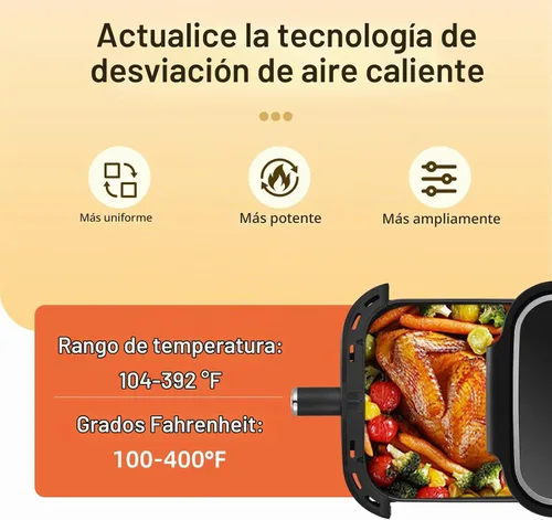 Vista 8 de Panana Freidora de aire, freidora de aire de gran capacidad de 6.3 cuartos de galón, horno sin aceite con 12 preajustes, freidora de aire de 1500 W