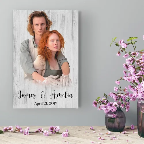 Vista 6 de Awesometik Regalos de boda personalizados para parejas, pintura en madera, retrato de boda, regalo de despedida de soltera, regalo de foto