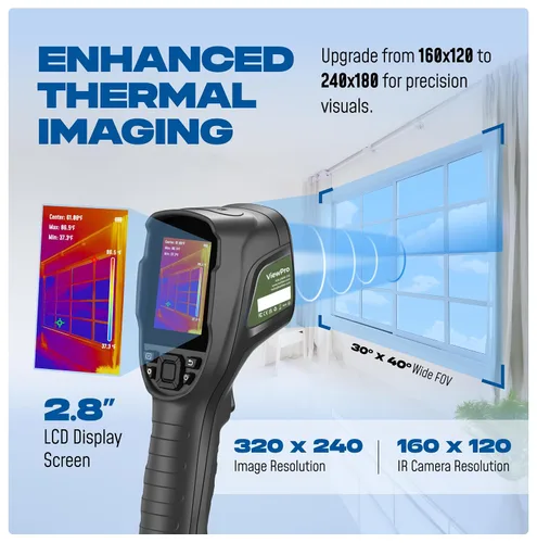 Vista 4 de Kalliber Cámara de imágenes térmicas - Resolución de pantalla de 320 x 240, almacenamiento incorporado más de 5000 imágenes, batería portátil de 15