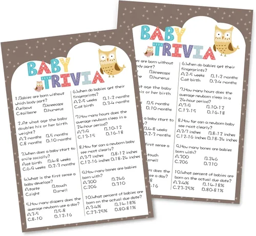 Vista 9 de OLOUTAB Juegos de Baby Shower para Niño o Niña - Juego de Vientre de Cerveza o Barriga de Bebé (50 Tarjetas), De Género Neutral, Papel Grueso