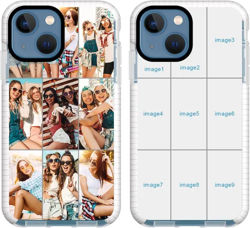 Vista 17 de Funda de teléfono personalizada para iPhone 13 Mini, funda personalizada de fotos de collage de múltiples imágenes, resistente a los arañazos, a